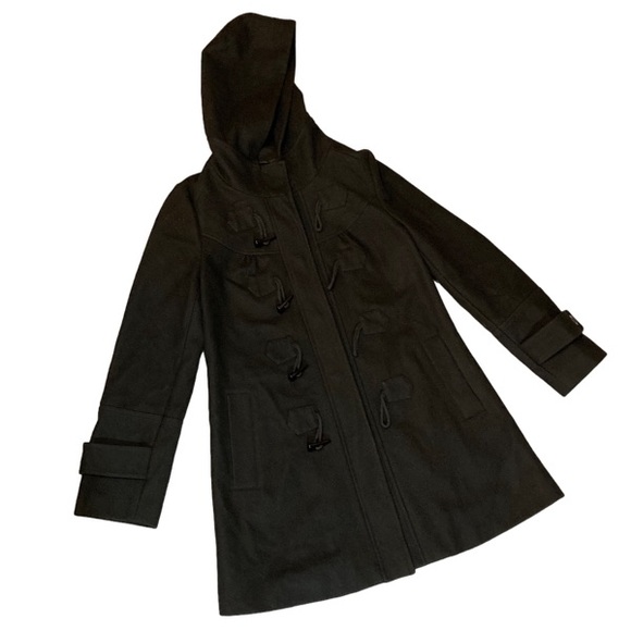 Hooded Toggle Black Pea Coat - Picture 9 of 10
